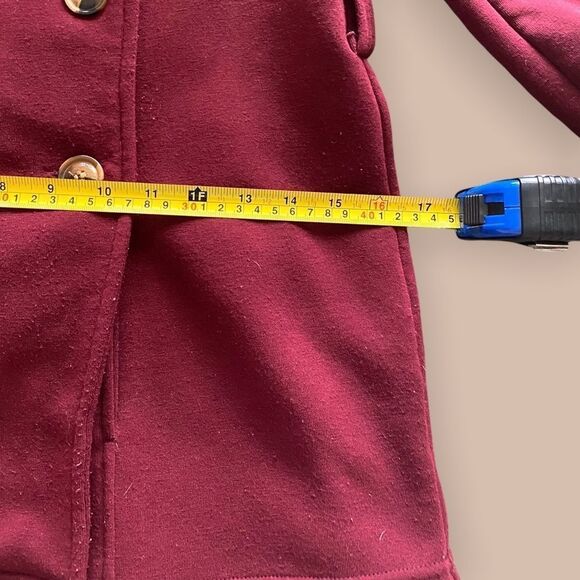 𝅺GUESS Burgundy Pea Coat Jacket Size S - Picture 3 of 7